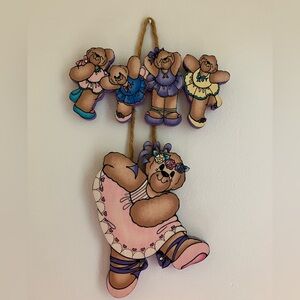 Wooden hanging ballet bears